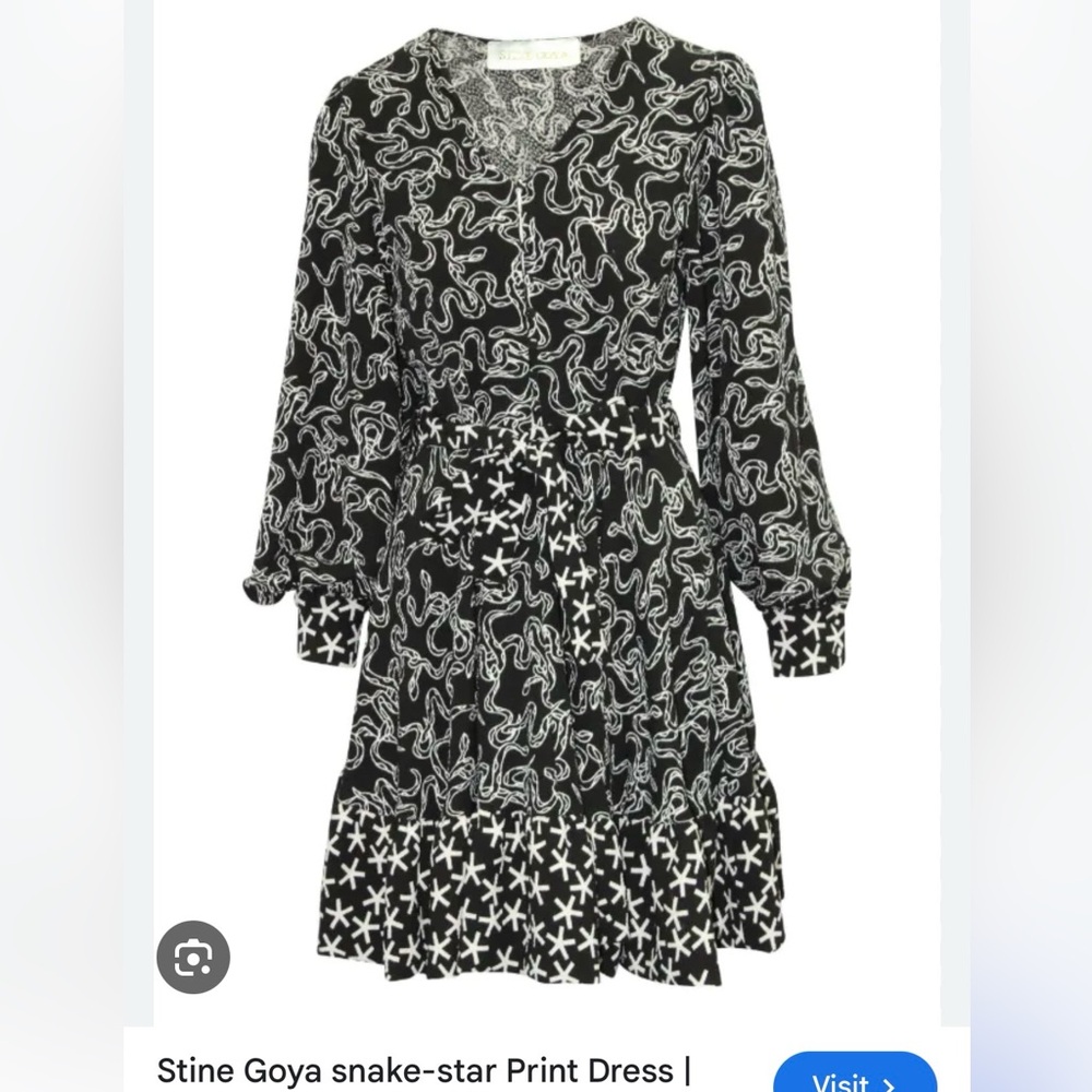 STINE GOYA Monochrome Snake-Star Long Sleeve Dress